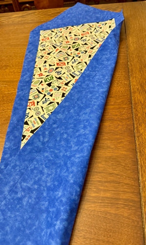 Mah Jong Table Runner with optional Napkins. Blue or Red mahjongg