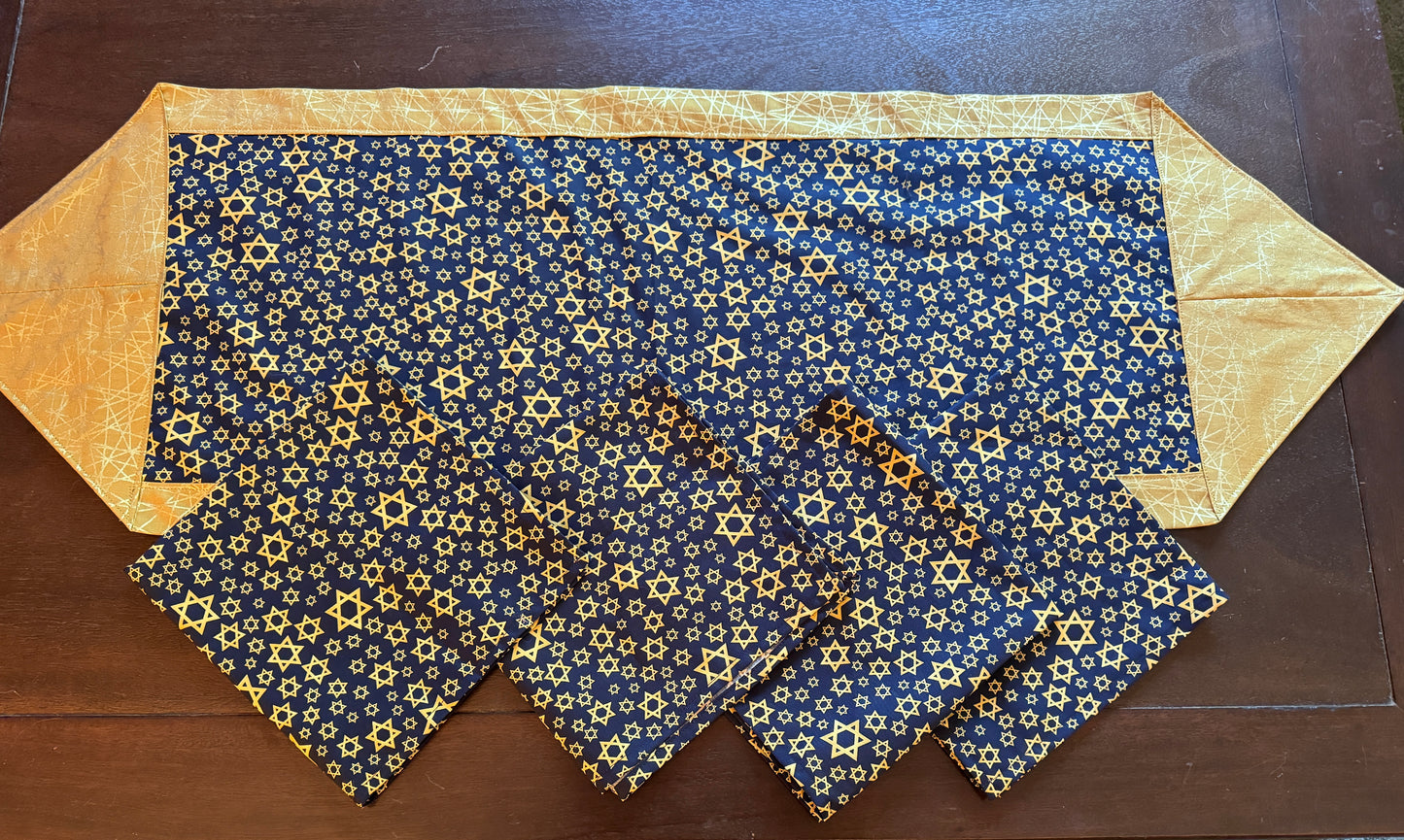 Rosh Hashanah Jewish High Holidays napkins gold navy Jewish stars