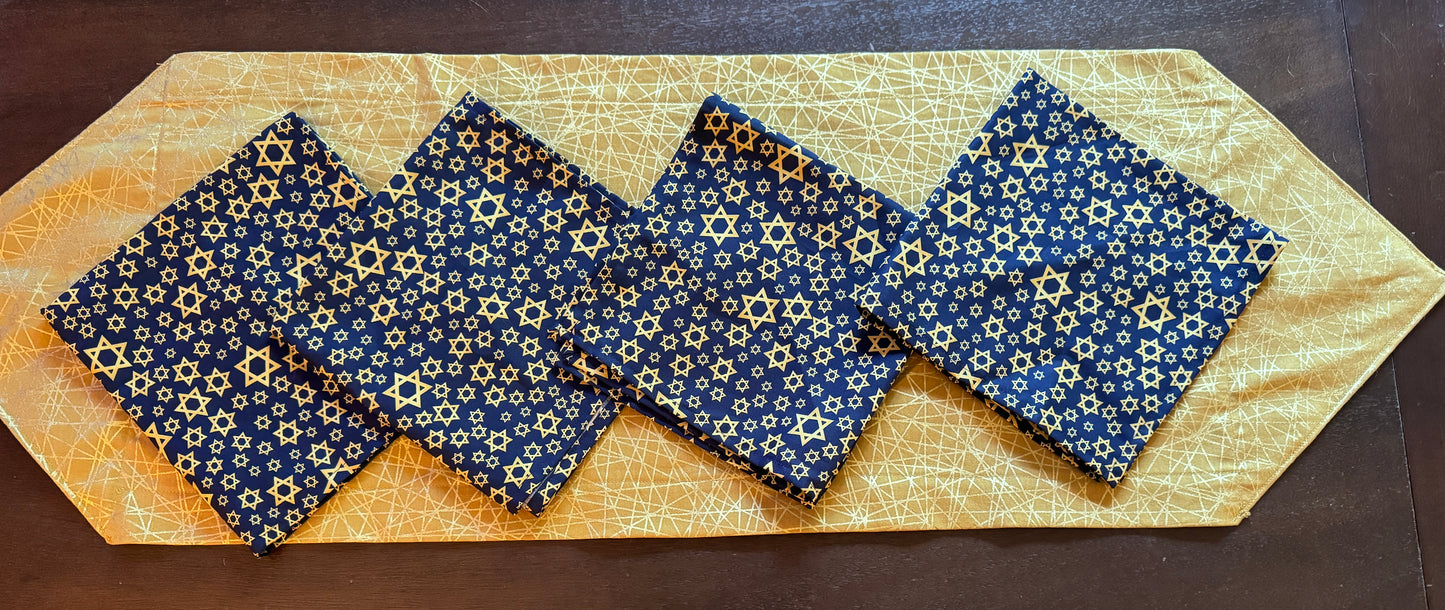 Rosh Hashanah Jewish High Holidays napkins gold navy Jewish stars