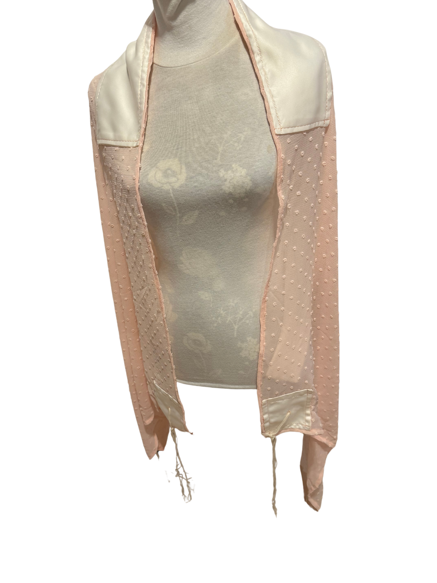 Beautiful, unique TALLIT hand made shear peach and off white