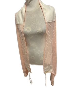 Beautiful, unique TALLIT hand made shear peach and off white