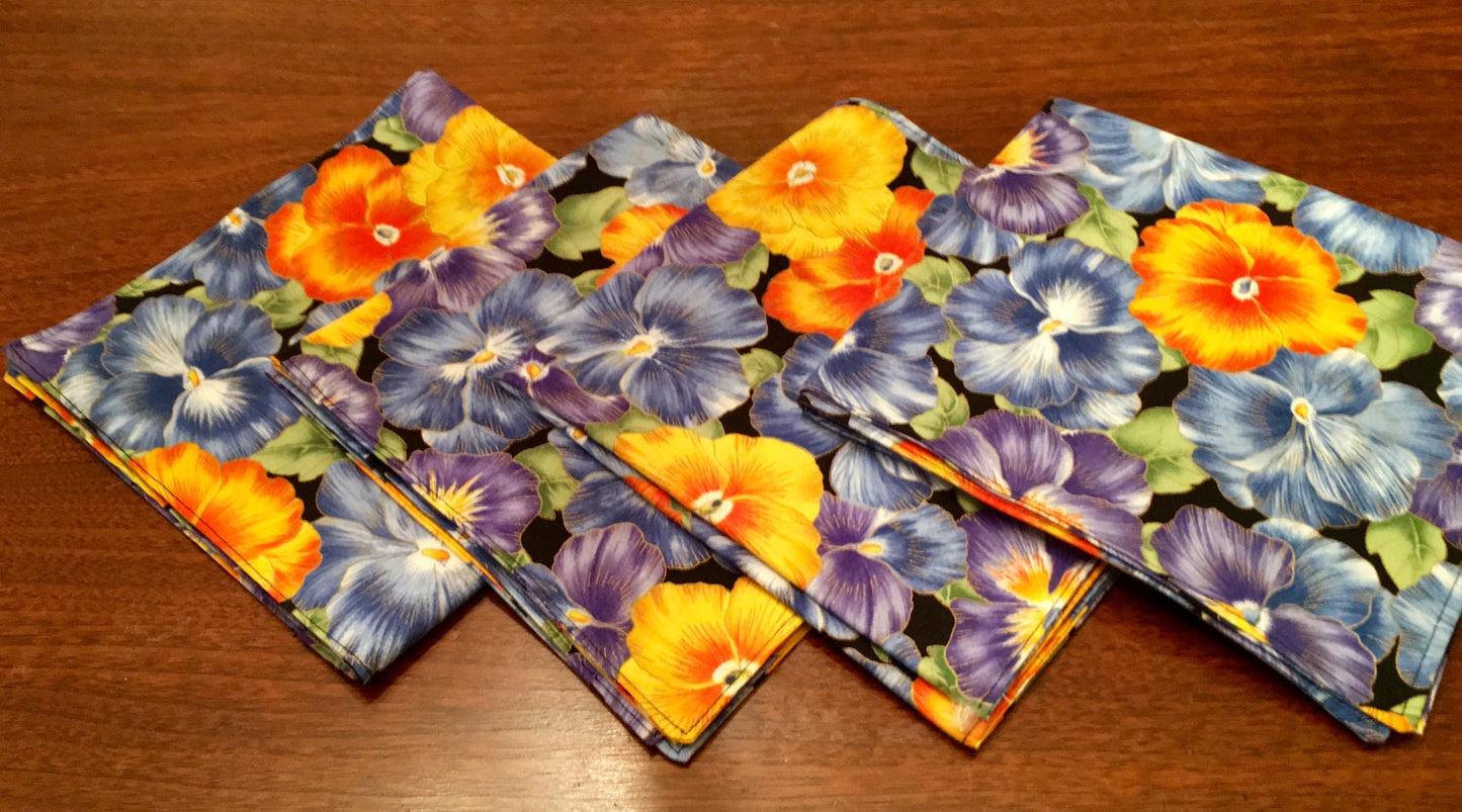 Large Dinner Napkins Floral Print Reversible