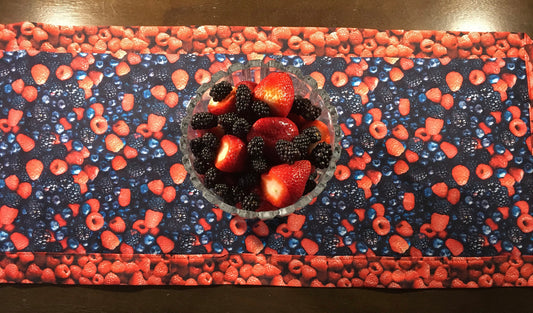 Fruit Table Runner -- looks delicious!  Berries galore.