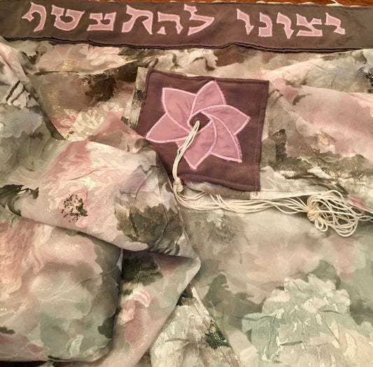 Beautiful, unique TALLIT hand made shear print