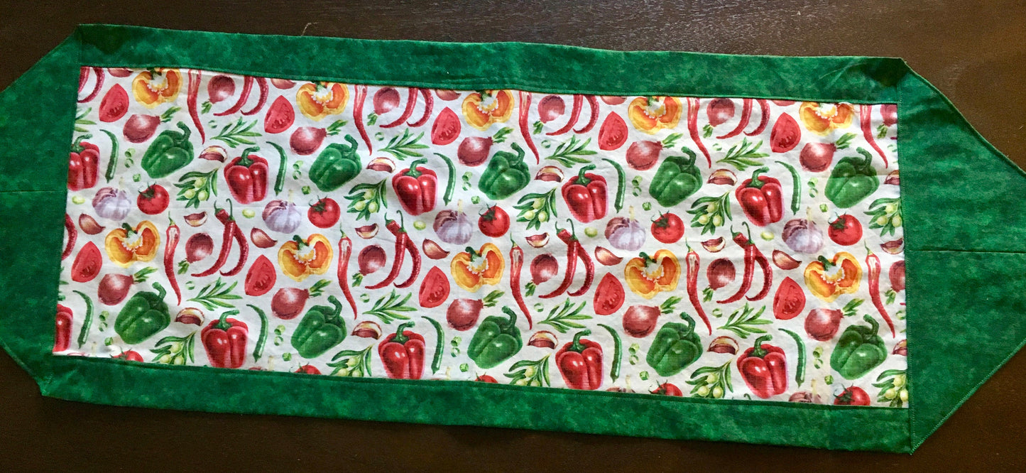 Vegetable  Reversible Table Runner  Salad Bar on Fabric!