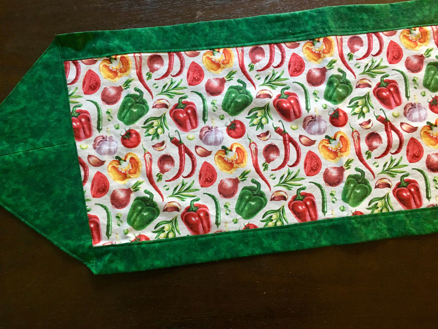 Vegetable  Reversible Table Runner  Salad Bar on Fabric!