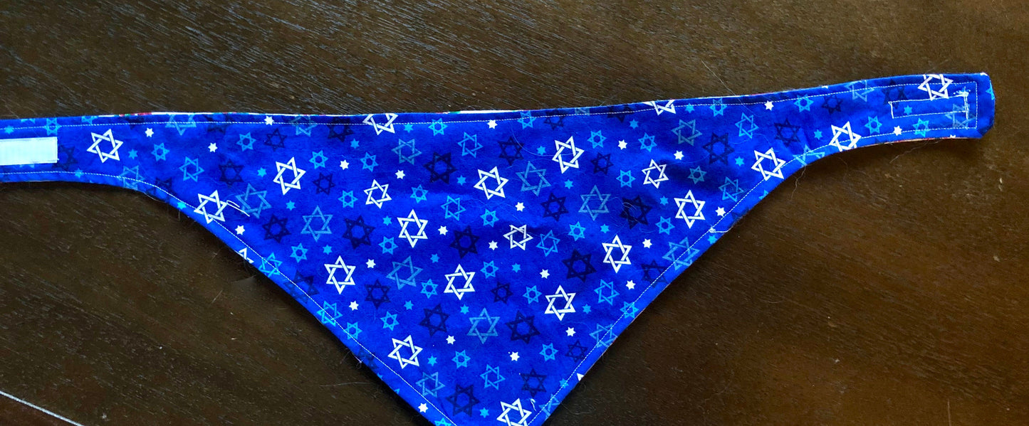 Chanukah and Christmas Dog Bandana Reversible hook and loop closure