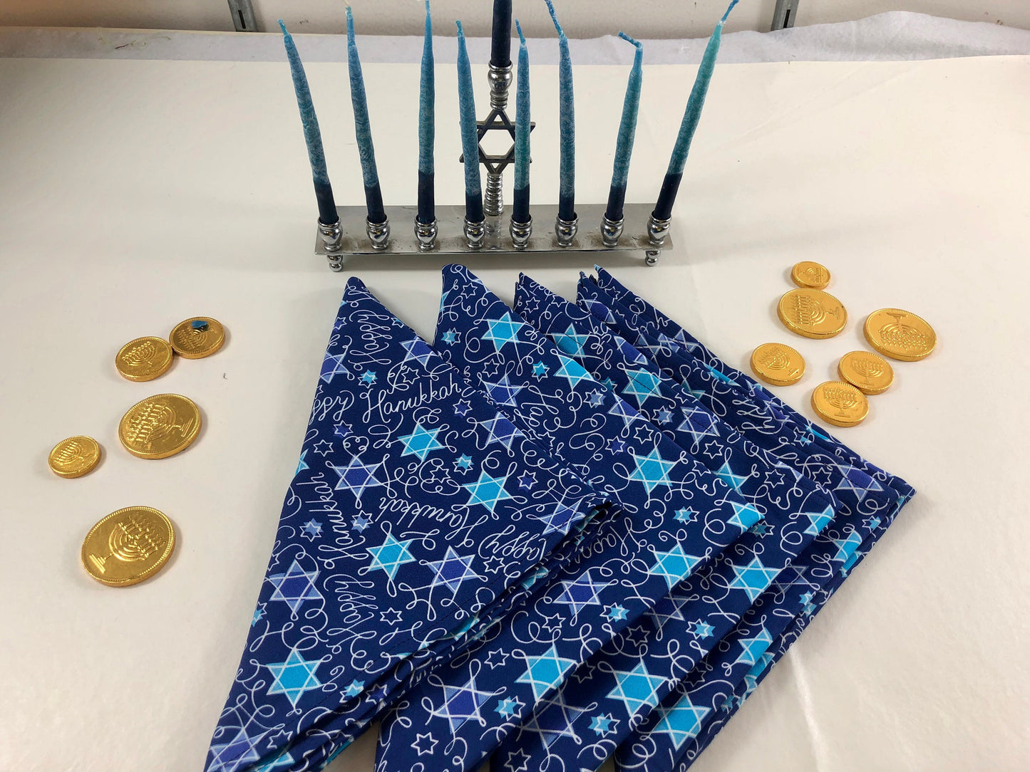 Chanukah Hanukkah fabric napkins set of 4  or 6  eco-friendly napkins 17 inch square