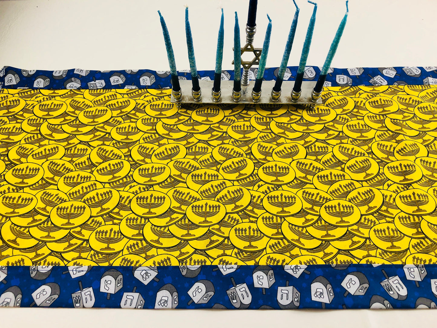 Chanukah Hanukkah Table Runner Reversible Happy Hanukkah and Jewish Stars